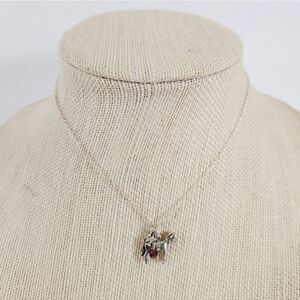 Vintage Sterling Silver Signed 925 Horse Charm M Initial Amethyst Necklace Chain